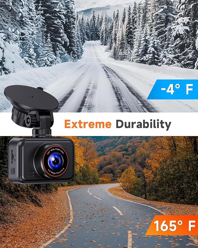 Dual Dash Cam Front and Rear — 2.5K HDR Night Vision Car Camera with G-Sensor & 24H Parking Monitor, Compact Plug & Play Dash Cam with Super Capacitor, 32GB Card Included, Supports 256GB Max