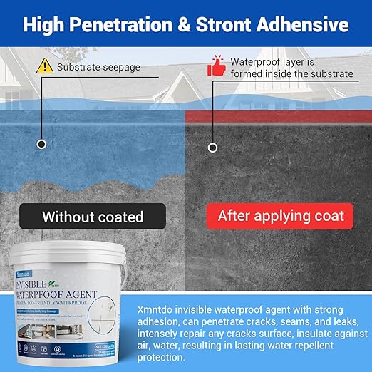 Transparent Waterproof Coating Sealant 280 Oz (8 KG), Invisible Waterproof Anti Leakage Agent, Liquid Water Proof Sealant Clear Indoor and Outdoor Sealing Wood,Gutter,Metal,Roof Repair,Skylight