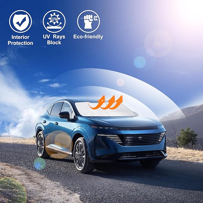 Windshield Sun Shade Custom Fit for 2025 2026 Nissan Murano Accessories Foldable Sunshade Sun Blocker Protect Car from Sun Rays & Heat Damage Keep Car Cooler