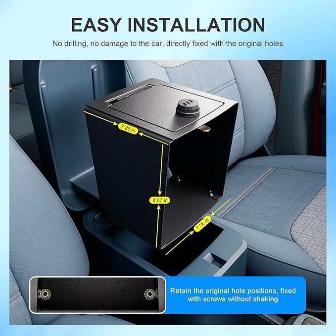 SZYANG Center Console Safe Organizer Compatible with 2022-2025 Ford Maverick Lock Box Console Safe Vault Replacement for 2022-2025 Ford Maverick Accessories