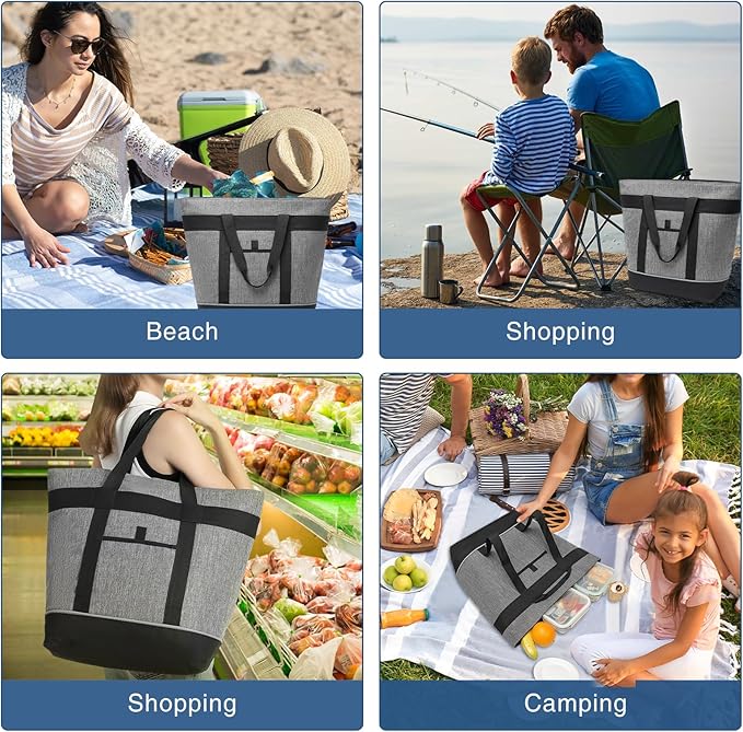 Insulated Cooler Bag Reusable Grocery Tote Bags Transport Large Lunch Box for Women