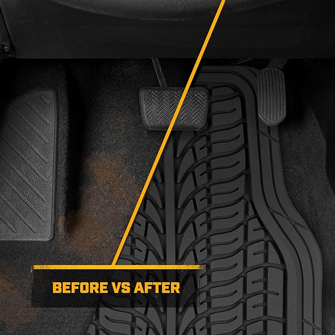 Cat® ToughTread™ Front & Rear Full Set of Floor Mats for Cars - All-Weather Heavy-Duty Trimmable Universal Fit Rubber Mat Truck & Car Accessories - Automotive Floor Mats for SUVs Car Interior