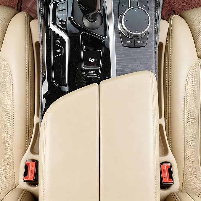 YLXGT Car Seat Gap Filler Organizer Universal for Car SUV Truck Accessories Seat Gap Plug Blocker with Storage Slot Beige 2 Pack