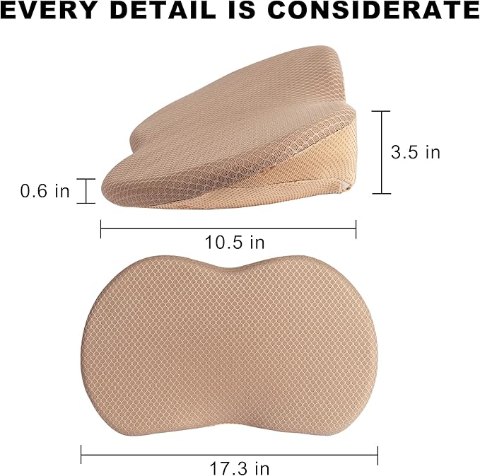 Car Seat Cushion, Memory Foam Seat Pad for Sciatica and Lower Back Pain Relief, Seat Cushion for Car Seat Driver (Beige)