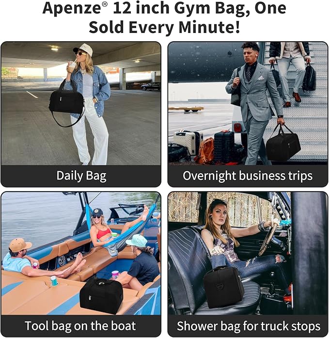 Small Gym Bag Carry On Bag - 12 in Mini Duffle Bag Lightweight for Overnight Travel-Black