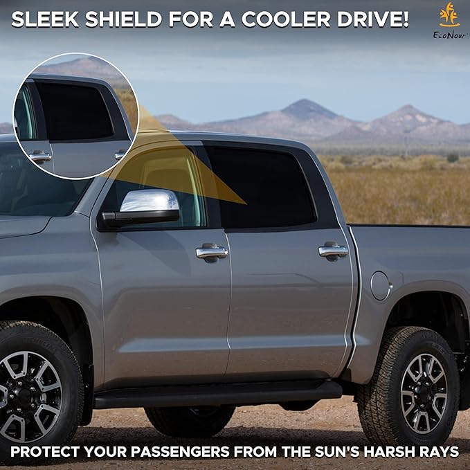 EcoNour Car Rear Window Sun Shades Compatible for Toyota Tundra | 2Pack-Sun Shade,100% UV & Mosquito Protection | Breathable Mesh Rear Window Covers for Privacy & Blackout-Car Window Accessories