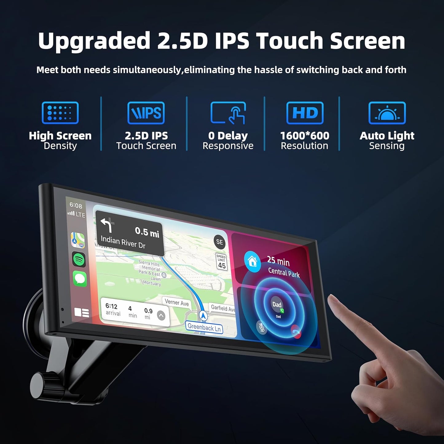 Portable Carplay Screen for Car, 10.26" Wireless Apple Carplay & Android Auto with 4K Dash Cam,1080p Backup Camera,Car Audio Receivers, GPS Navigation, SuperLink, Bluetooth,FM, Music Player