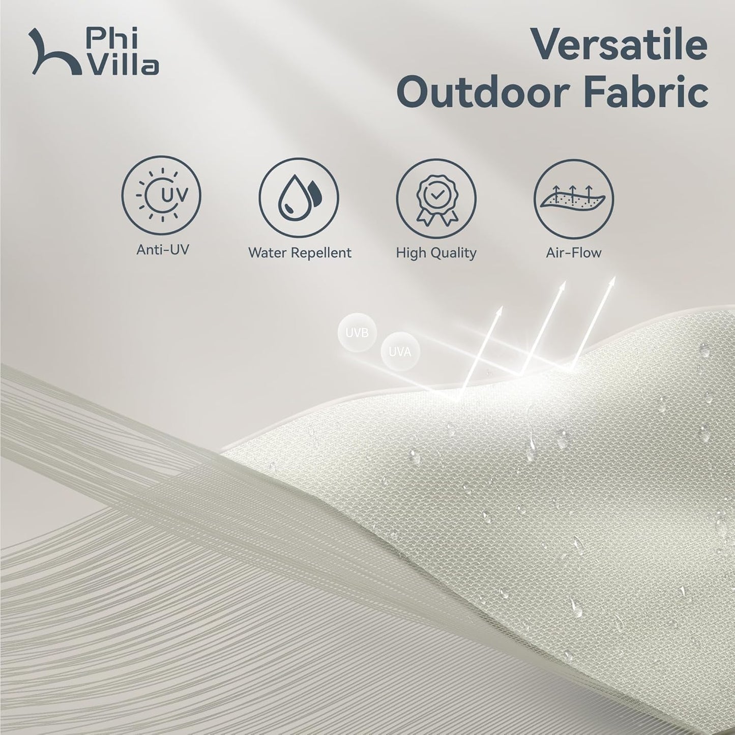 PHI VILLA 15ft Large Patio Umbrellas with Base Included, Outdoor Double-Sided Rectangle Market Umbrella with Stand, Outside Umbrellas for Poolside Lawn Backyard, Ivory