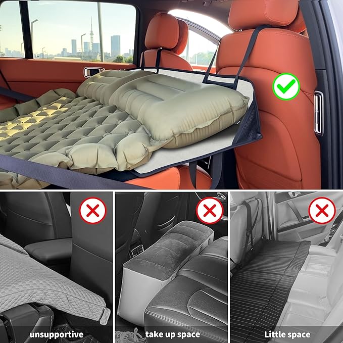 Portable Air Mattresses for Sleeping,Car Rear Seat Mattress Extension Plate,Folding Car Bed Mattress,Increase Travel Trunk Space & Car Bed Camping Space for Car/SUV/Model Y/3-Camping Essential 