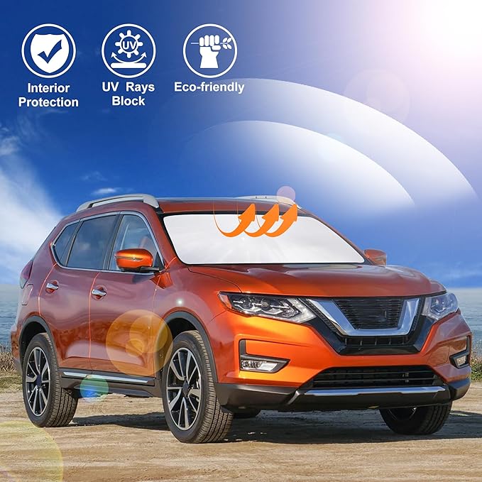 Windshield Sun Shade Compatible with 2014-2020 Nissan Rogue Accessories(NOT for Rogue Sport & 2021 Rogue 3rd Gen. T33) Front Sunshade Sun Visor Protector Keeps Car Cool