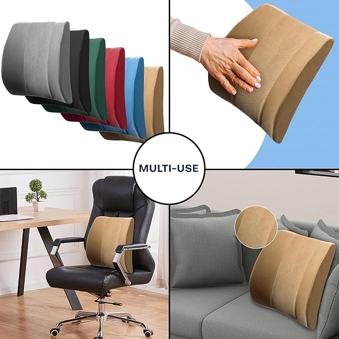 Bucket Seat Thick Foam Lumbar Support Cushion: Orthopedic Relief for Car Seats & Chairs-Blue