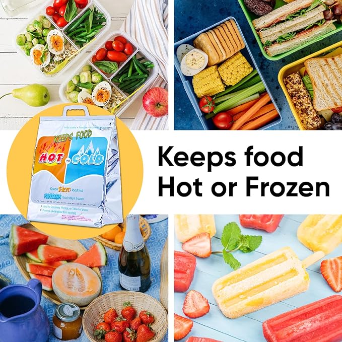 Superio Hot and Cold Insulated Bags for Food Delivery, Grocery Shopping Bags, Food Storage for Hot and Frozen Food for Travel, Disposable Cooler Bag, Reinforced Thermal Lunch Bag (1, 20"x19")