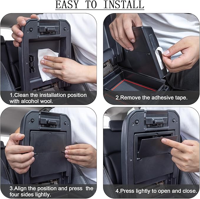 JDMCAR One-Touch Hidden Storage Box Compatible with 2016-2023 Toyota Tacoma Accessories Center Console Organizer Armrest Secret Compartment