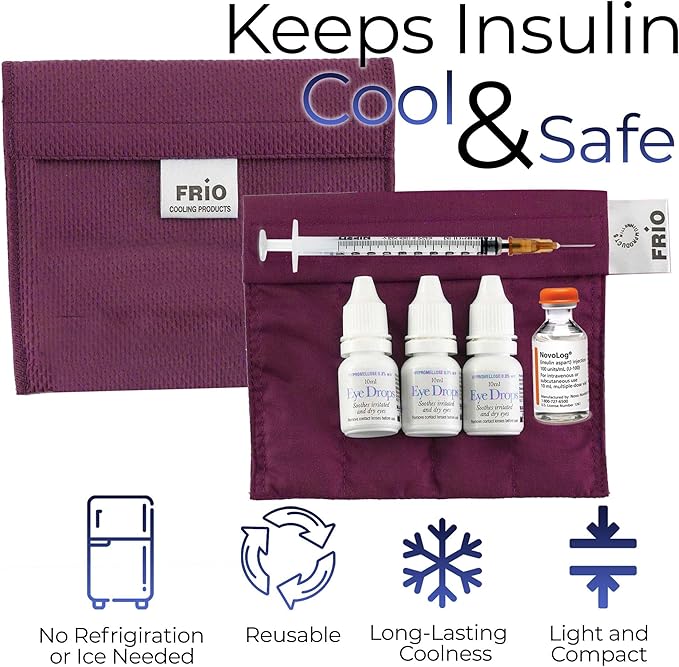 FRIO Cooling Wallet - Insulin Cooler for 45+ Hours of Stress Free On The Go - Burgundy Mini