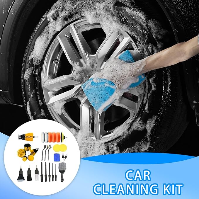 Car Cleaner Kit | Professional 29-Piece Stain Remover Tool - Car Interior Detailing Kit - for Automobile Bathroom Seat Dashboards Tire Grooves Air Vents
