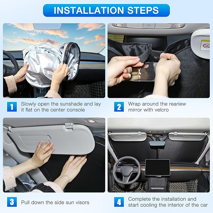 INSAUTO Custom Fit Windshield Sun Shade Accessories for Rivian R1S 2022-2026, Foldable Front Window Sunshade, UV & Heat Reflector, Keeps Interior Cool, Includes Storage Bag