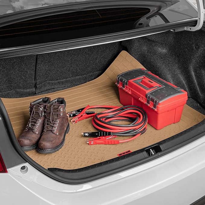 Motor Trend FlexTough Contour Heavy Duty Rubber Car Floor Mats with Cargo Liner - All Weather Full Set Front & Rear fits Most Cars Truck SUV, Automotive Floor Mats