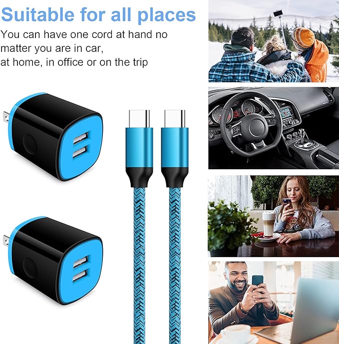 C Type Charger Fast Charge Wall Charger Block Plug Fast Charger Type C Android USB C Phone Charger Cord Cable 6ft for Samsung Galaxy S23/S22/S21/S21+/S21 Ultra/S20/Note 20 10 9/S10/S9/A10e/A20/A50/A51