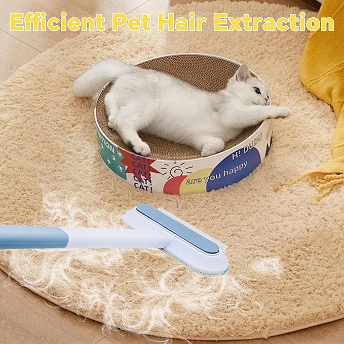 Pet Hair Remover for Furniture, Reusable Lint Cleaner for Dog and Cat Hair, 17.3Inch Multifunctional Hair Removal Brush, Gentle on Couches, Carpets, Clothes, Bedding, with Long Handle Squeegee
