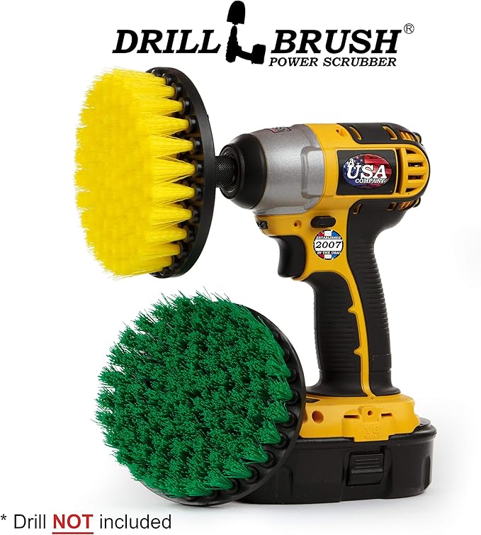 Bathroom Accessories - Power Scrubber Bathroom and Kitchen Brush Set - Cleaning Supplies - Drill Brush- Bath Mat - Shower Cleaner - Soap Scum, Mineral Deposits, Calcium, Hard Water, Rust Stains