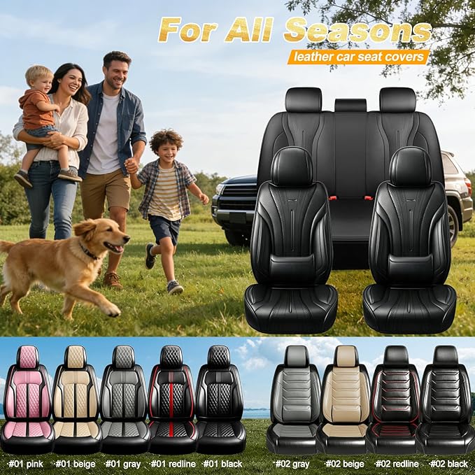 Fit Cruze Car Seat Covers (Front Pair) for Select Chevrolet/Chevy Cruze 2011-2019 - Premium Full Coverage Leather, Airbag Compatible, Waterproof & All Weather Seat Cushion Protector, Black