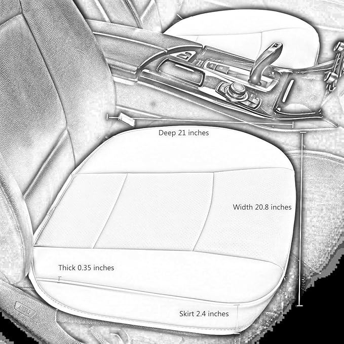 Car Seat Cushions Cover, 2pcs PU Leather Car Seat Covers Car Seat Protector for Car Driver and Passenger Seat Bottom (Width 20.8×deep 21×Thick 0.35 inch) (Black-B)