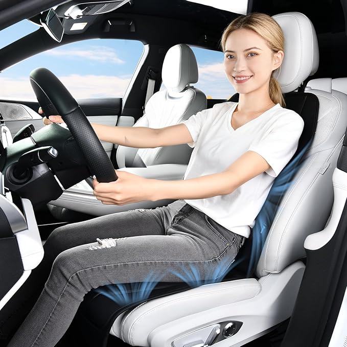 FLORICH Cooling Car Seat Cover, 12V/24V Car Seat Cooling Pad, Ventilated Seat Cushion with 2 Powerful Turbo Fans, 3-Speed Adjustable Cooling Car Seat Covers for Summer Driving Universal Fit for Car