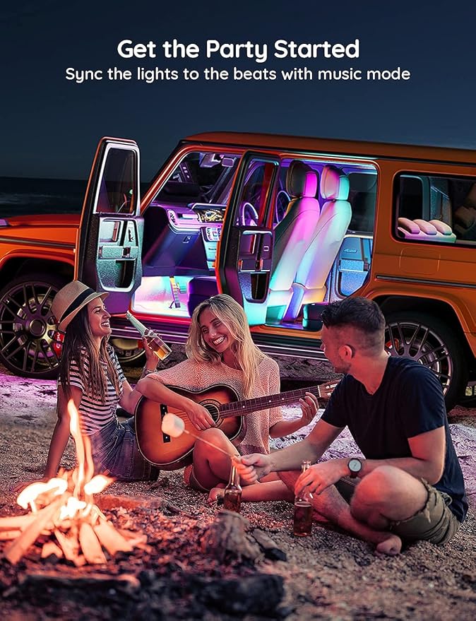 Govee Car LED Strip Lights, Smart RGBIC Interior Car Lights with APP Control, 4 Music Modes and 16 Million Colors, 2 Lines Design LED Lights for Car Decor, DC 12V