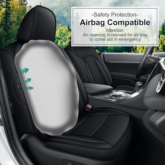 AOMSAZTO Custom Fit Seat Covers for Toyota Camry 2025-2026 XLE XSE Full Set Faux Leather Car Seat Covers Waterproof Airbag Compatible Interior Protection (Black)