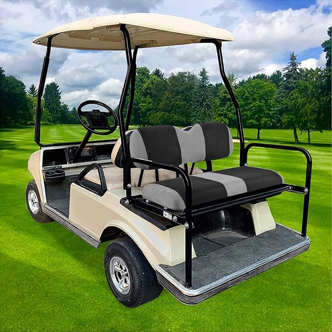 Universal Golf Cart Rear Seat Cover Dress Up for Older Golf Carts - Durable, Breathable Material, Fits Like a Glove for EZGO, Club Car and Yamaha, Easy to Install, Black