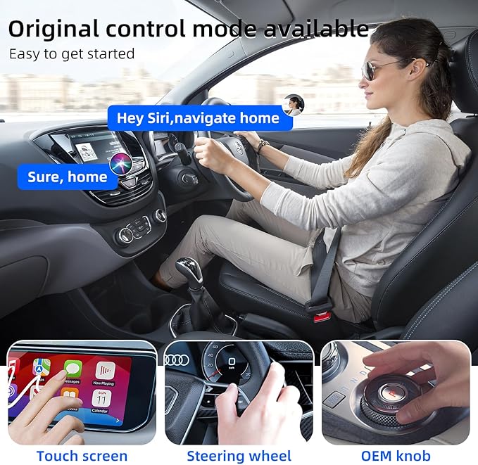 for Apple Wireless Carplay Adapter, Converts Wired to Wireless, Plug & Play, No Delay, Mini Carplay with USB & USB C, Compatible with iPhone 6 or above/iOS10+ & Cars from 2016 (Gray) (Carplay B)