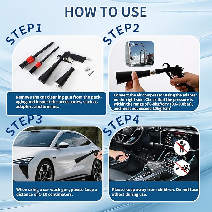 Car Cleaning Gun Detailing Interior Dryer Air Blow Gun|Car Detailing Kit Interior Cleaner|High Pressure Blower Gun|Car Cleaning Kit for Swiftly Removing Dirt an Dust with Air Flow