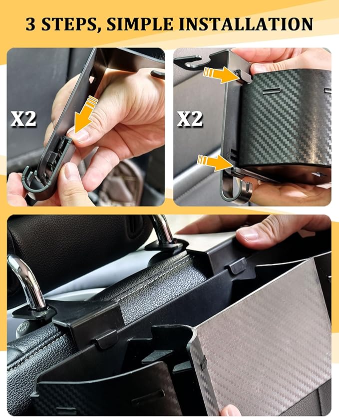 Car Headrest Backseat Cup Holder 3.7" with Organizer, High Capacity 4 in 1 Seat Back Organizer with Headrest Hooks, Multifunctional Storage for Car Travel Accessories Compatible with Most Vehicles
