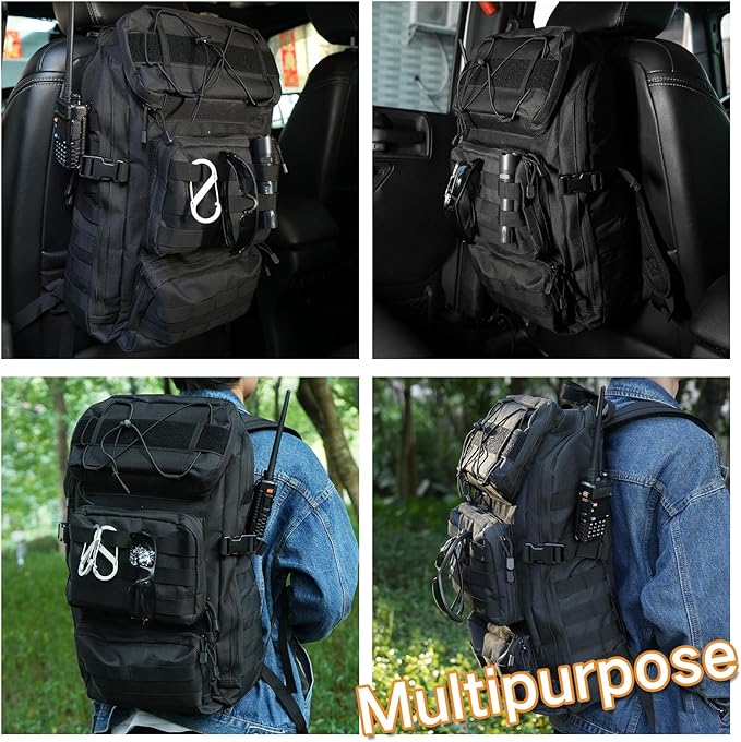 Universal Tactical Vehicle Back Seat Organizer Tactical Backpack with Multi-Pockets MOLLE Backpack