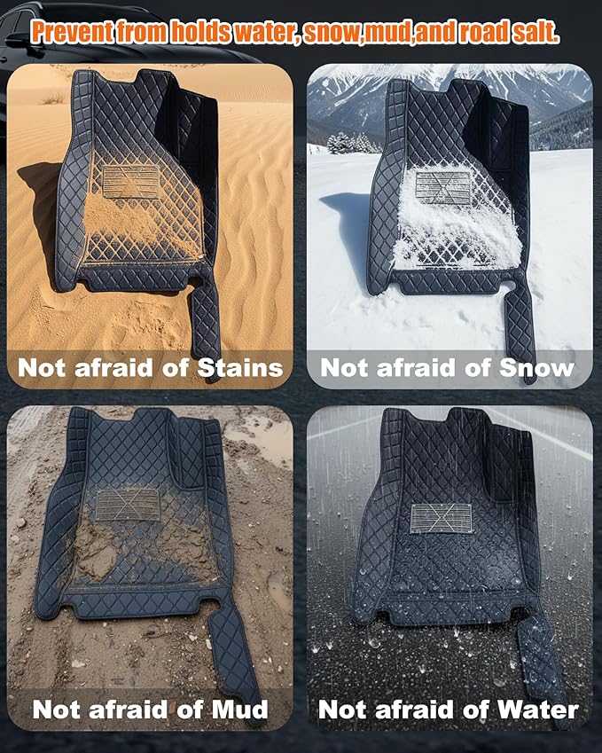 All-Weather car Floor MATS-Suitable for 99% of car Models,Leather car mat, offering Personalized Embroidery and Multiple Color Options,Provide Protection for car Rug (2+1Red)