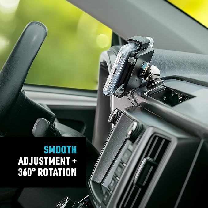 Nite Ize Steelie Squeeze Clamp - Universal Dashboard Mount for Hands-Free Use - Easy-Squeeze Levers - Continuous Force Springs - 360-Degree Rotation Magnetic Holder - Compatible with Wireless Chargers