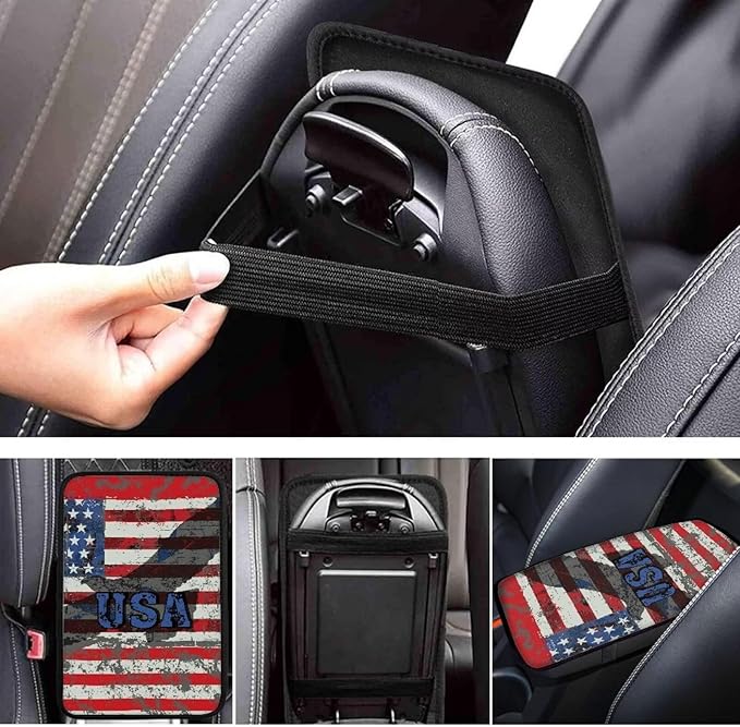USA Flag Eagle Arm Rest Cushion Pads for Vehicle Arm Rest Cushion Pads Anti-dust Dog & Cat Paws Protector Universal Fit for SUV/Truck/Vehicle