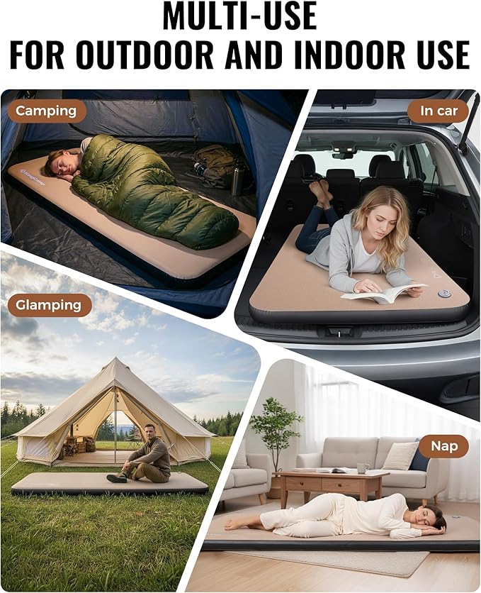 KingCamp FLEXIREST 8.0 Inflatable Sleeping Pad for Camping, High-Support Drop Stitch Camping Mattress with 1100lbs Capacity, PVC-Free Camping Mat for Tent Car Glamping Outdoor Travel, 79 * 40 * 3.15