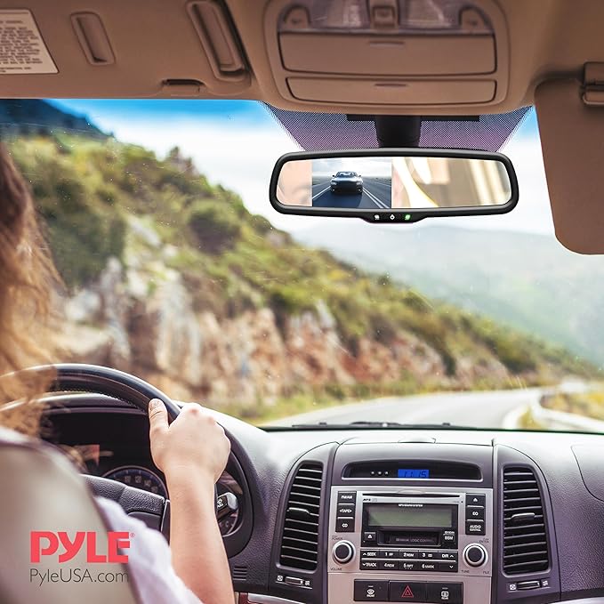 Wireless Backup Rear View Camera - Waterproof License Plate Car Parking Rearview Reverse Safety/Vehicle Monitor System w/ 4.3” Mirror Video LCD, Distance Scale Lines, Night Vision - Pyle PLCM4590WIR
