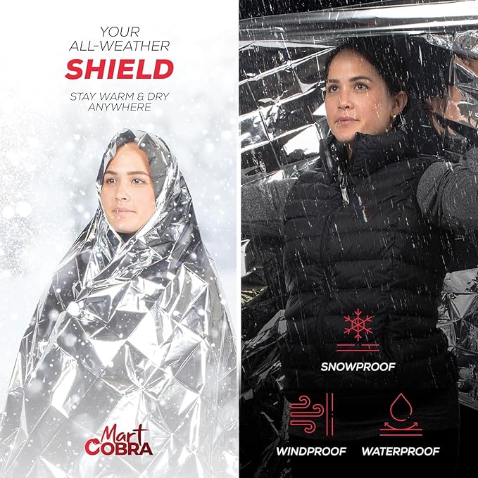 Emergency Blanket 4-Pack Space Mylar Blankets Survival Gear and Supplies Reusable Thermal Camping Hunting Essentials First Aid Car Backpacking Marathon Kit Prepper Go Rave Bug Out Bag Foil Cold Winter