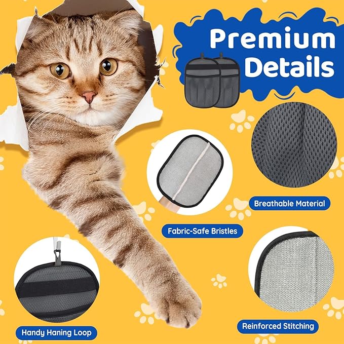 SmartTrends-2 Packs Pet Hair Removal Glove for Dogs & Cats, Five-Finger Ergonomic Grip Reusable & Washable Pet Hair Removal Tool, Lightweight Portable Dog Hair Remover for Couch, Carpet, Bed, Cloth