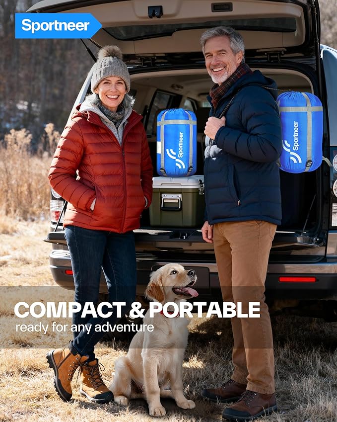 Sportneer Wearable Sleeping Bag for Adults & Kids – Walkable with Arm Zippers, Warm Weather & Cold Waterproof, Compact for Camping, Stadiums, Travel, Backpacking & Car Use