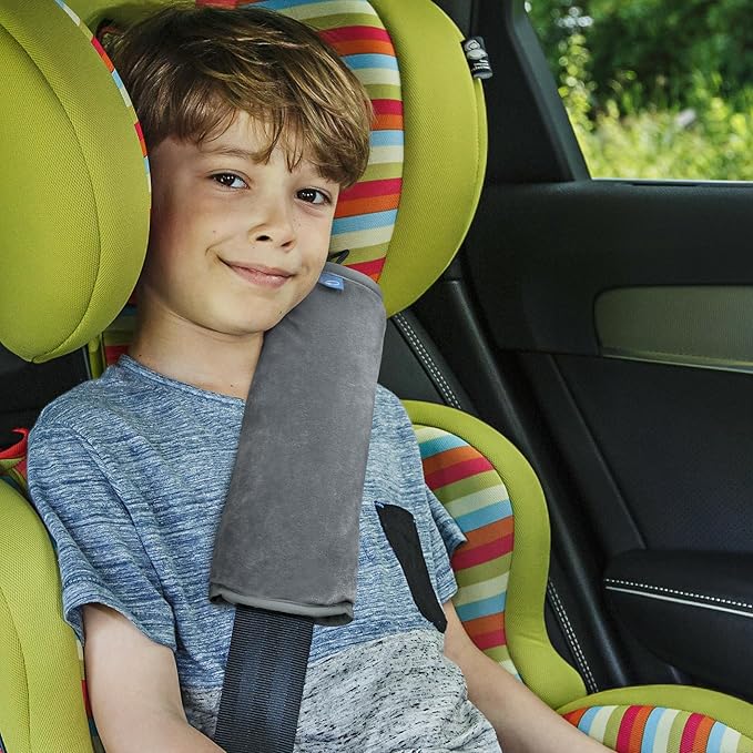 COOLBEBE Seat Belt Pillow for Kids, Extra Soft Toddler Travel Pillow for Car Seat, Universal Carseat Strap Cushion Pads for Childs Baby People Adults, Grey
