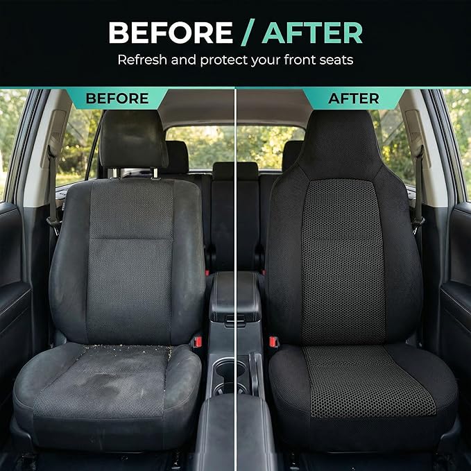 FH Group Car Seat Covers High Back Classic Cloth Front Pair Set with Gift, Easy to Install - Universal Fit for Cars, Trucks & SUVs (Black) FB102102