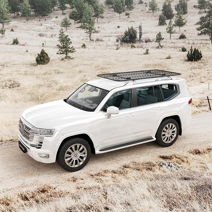 WILDROAD Car Roof Platform, Universal Roof Flat Rack 90" x 47" x 1.3" Heavy Duty Roof Rack Platform with Super Duty Bungee Cargo Net, Ratchet Straps and Anti-Rust Sealant Fits for SUV Truck Cars