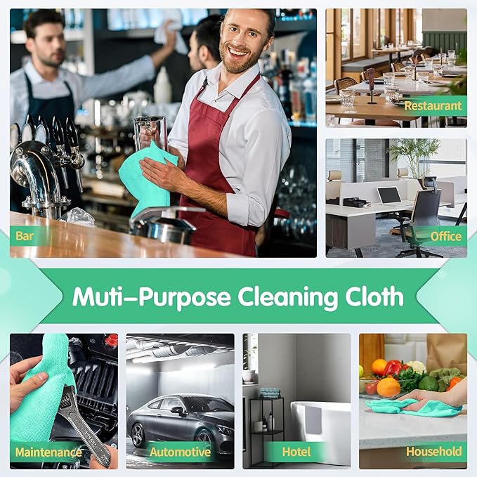 FIXSMITH Turquoise Microfiber Cleaning Cloth -Pack of 8, Highly Absorbent Cleaning Rags, 16"X12" All Purpose Cleaning Towels for Housekeeping, Kitchen, Car, Lint Free and Reusable Microfiber Towels