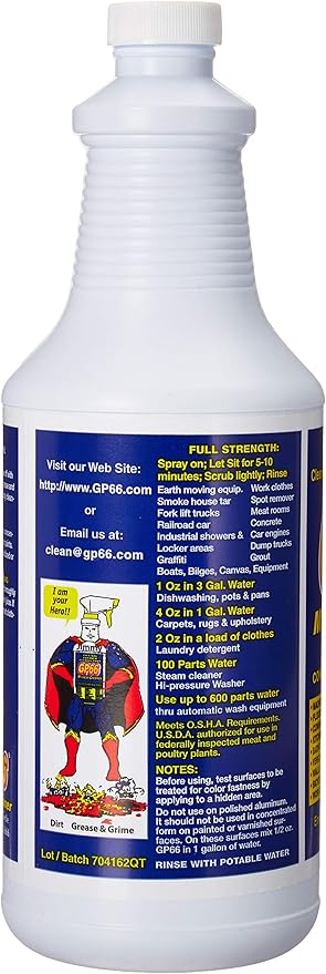 GP66 Green Miracle Cleaner Super Size (32 oz) – Powerful American Made All-Purpose Cleaner, Heavy Duty Concentrated Formula Cleans Kitchens, Bathrooms, Laundry, Ovens, Floors, Engines & More