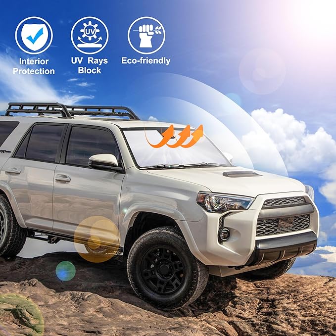 Windshield Sun Shade Fit for Toyota 4Runner 2010-2024 2025 2026 Accessories Foldable Front Window Sunshade Sun Protection Keeps Car Cool