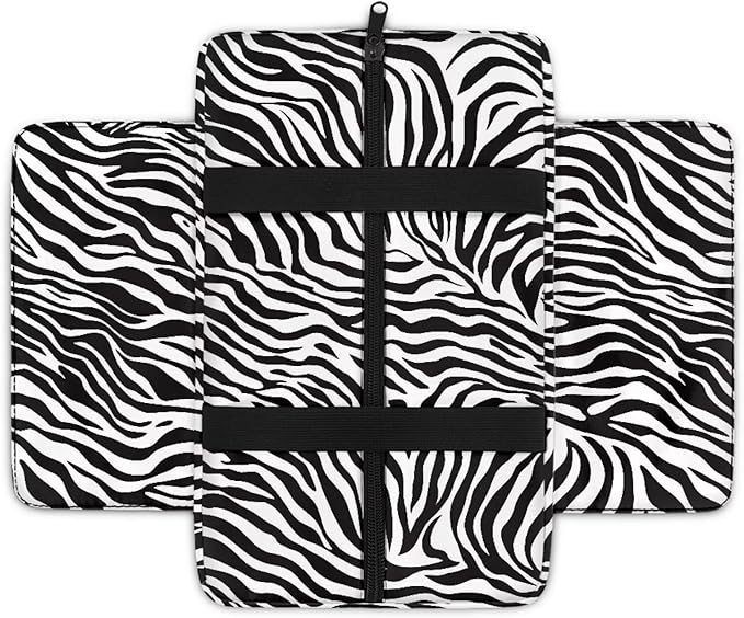 Car Center Console Cover with Storage Bag, Zebra Print Non-Slip Armrest Seat Box Cover Protector, Universal Car Decor Accessories Fit for Most Cars, Vehicles, SUVs
