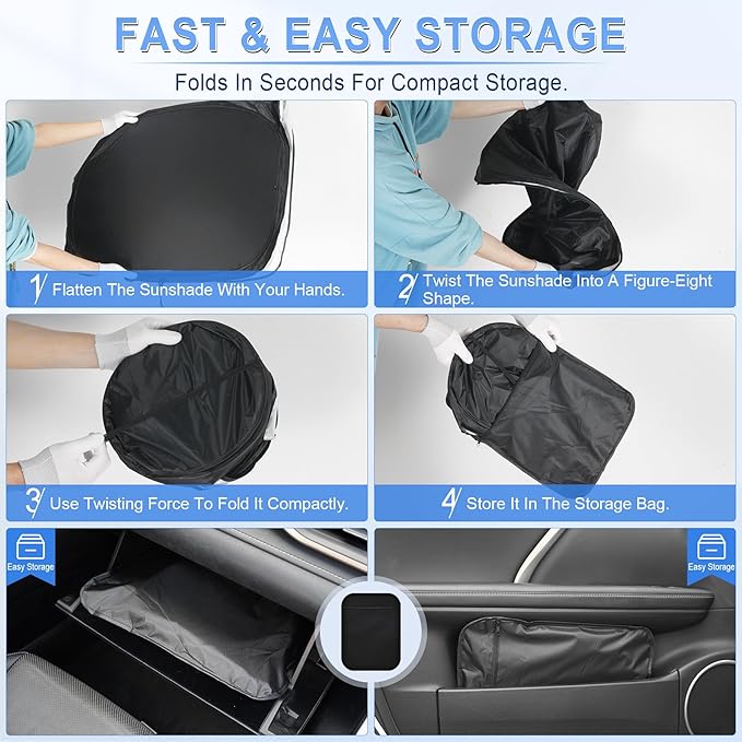 LivTee Car Windshield Sun Shade – 300T Polyester, Double-Layer Design, Foldable Sunshade for Small Sedans & Mini SUV, UV & Heat Protection, Automotive Interior Sun Shield, Car Accessories (64"x33.5")